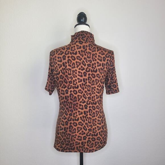 Michael Kors Leopard Print Turtleneck Top Small - Picture 3 of 7